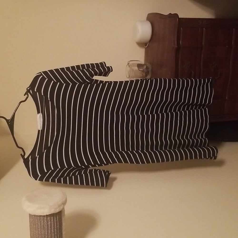 Small navy striped dress with pockets